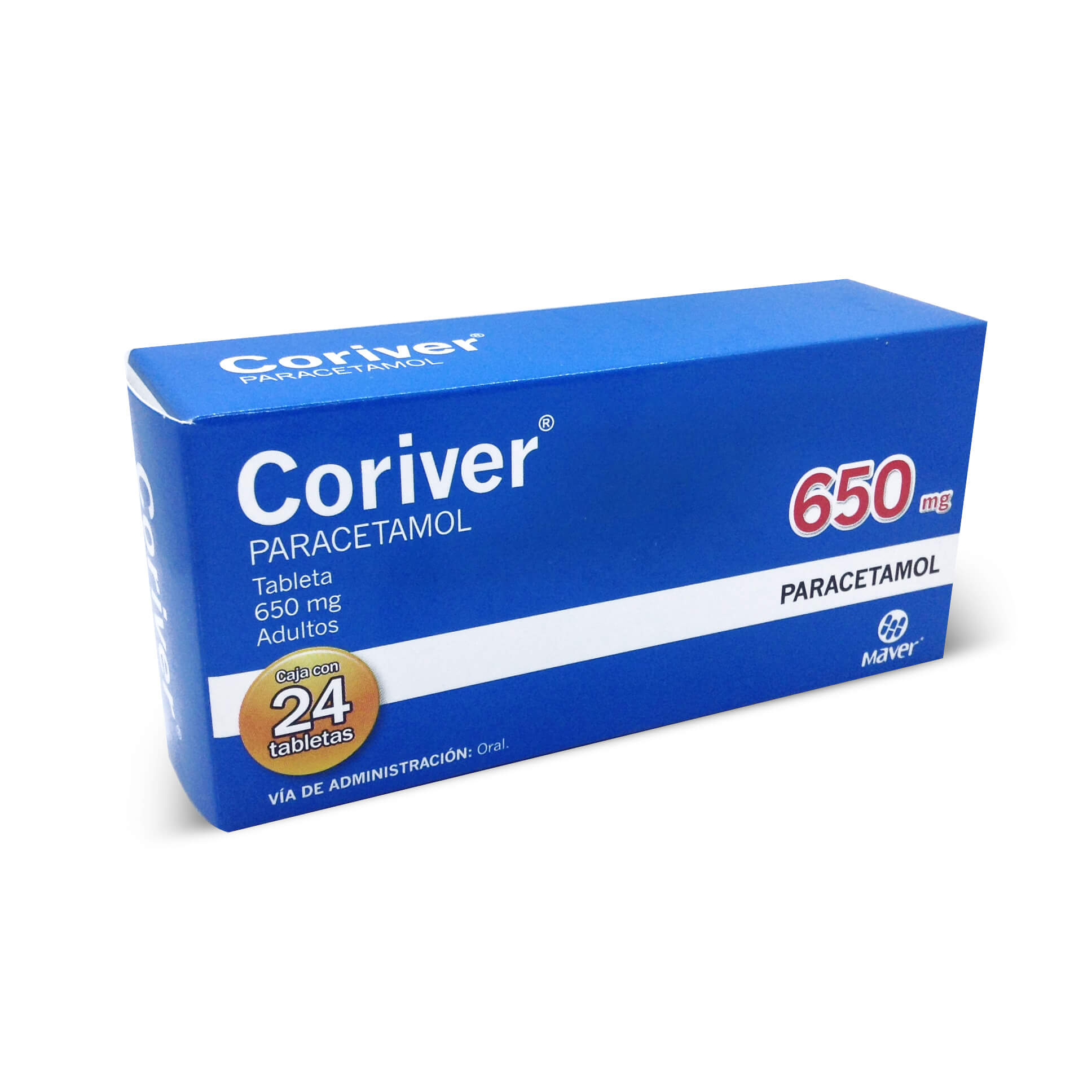 Coriver 650 Mg (paracetamol) Caja con 24 Tab