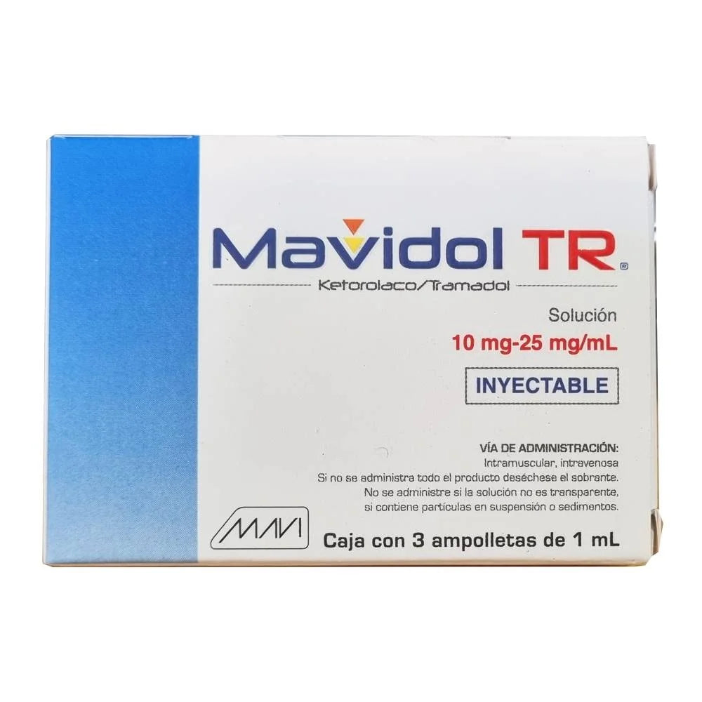 Mavidol Tr Solucion Inyectable 10mg-25 Mg /ml Caja con 3 Ampolletas de 1 Ml